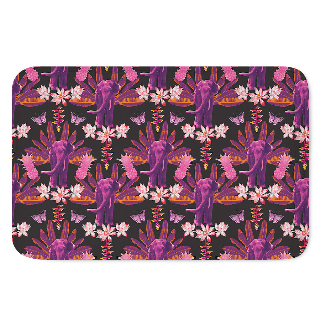 Purple Tropical Elephant Pattern Print Indoor Door Mat