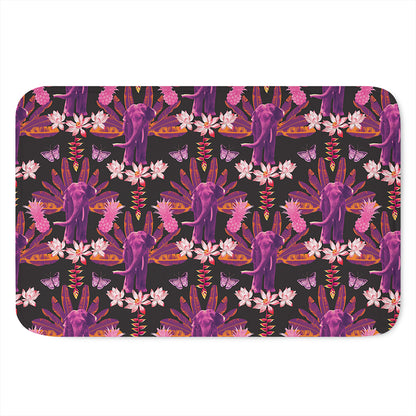 Purple Tropical Elephant Pattern Print Indoor Door Mat