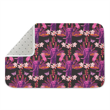 Purple Tropical Elephant Pattern Print Indoor Door Mat