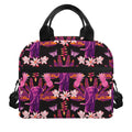 Purple Tropical Elephant Pattern Print Insulated Lunch Bag
