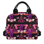Purple Tropical Elephant Pattern Print Insulated Lunch Bag