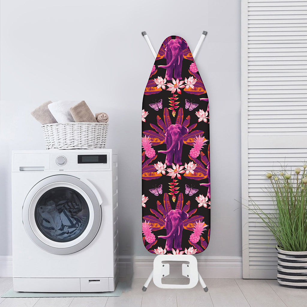 Purple Tropical Elephant Pattern Print Ironing Board Cover