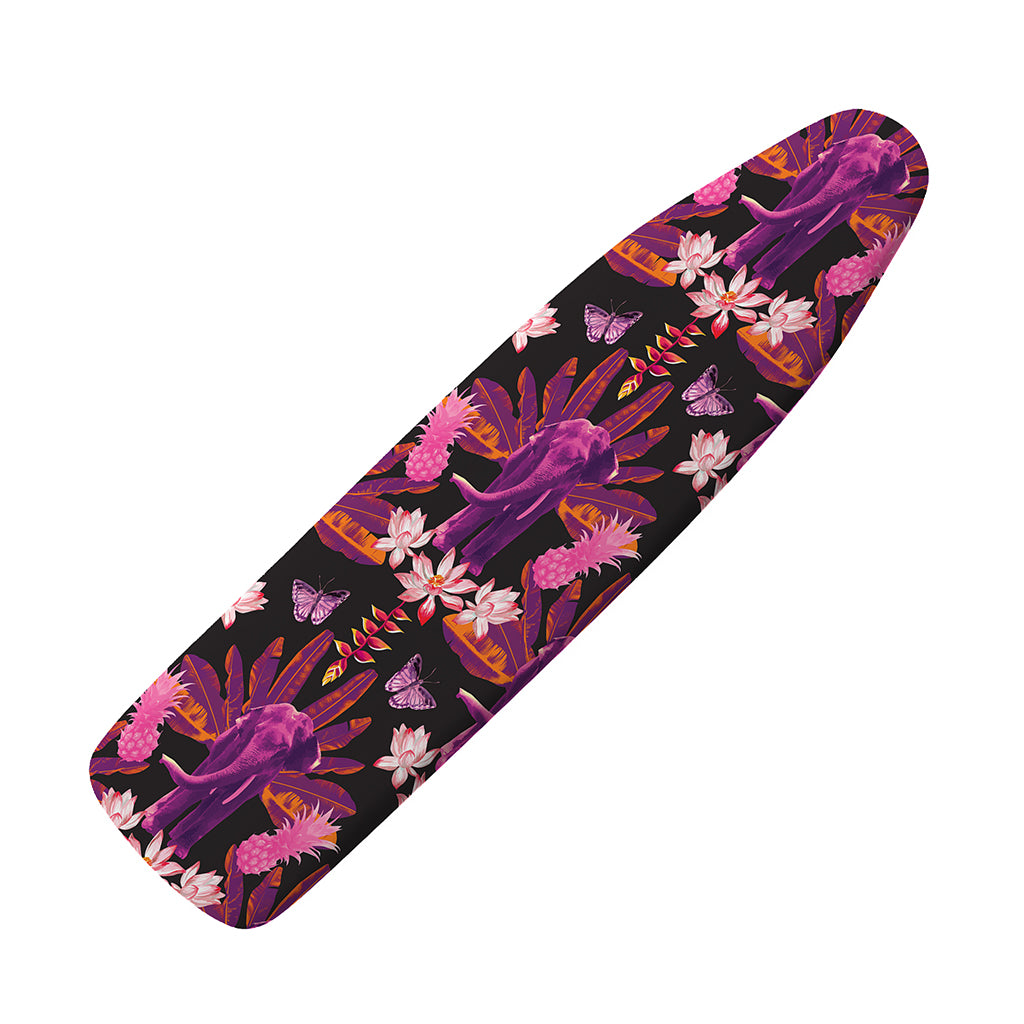 Purple Tropical Elephant Pattern Print Ironing Board Cover