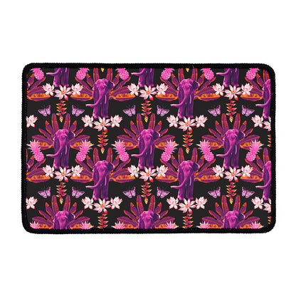 Purple Tropical Elephant Pattern Print Kitchen Mat