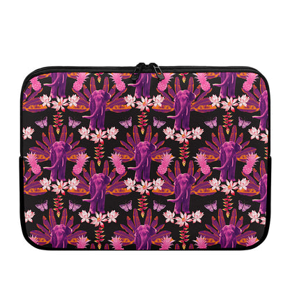 Purple Tropical Elephant Pattern Print Laptop Sleeve