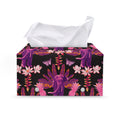 Purple Tropical Elephant Pattern Print Leather Tissue Box Cover