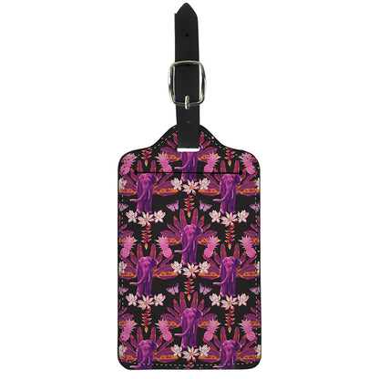 Purple Tropical Elephant Pattern Print Luggage Tag