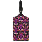 Purple Tropical Elephant Pattern Print Luggage Tag