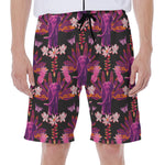 Purple Tropical Elephant Pattern Print Men's Beach Shorts