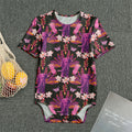Purple Tropical Elephant Pattern Print Men's Bodysuit