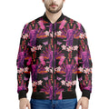 Purple Tropical Elephant Pattern Print Men's Bomber Jacket