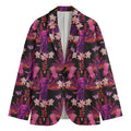Purple Tropical Elephant Pattern Print Men's Cotton Blazer