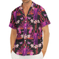 Purple Tropical Elephant Pattern Print Men's Deep V-Neck Shirt
