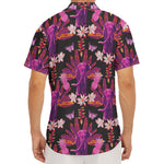 Purple Tropical Elephant Pattern Print Men's Deep V-Neck Shirt
