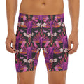 Purple Tropical Elephant Pattern Print Men's Long Boxer Briefs