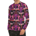 Purple Tropical Elephant Pattern Print Men's Long Sleeve Rash Guard