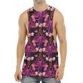 Purple Tropical Elephant Pattern Print Men's Muscle Tank Top