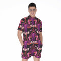 Purple Tropical Elephant Pattern Print Men's Romper