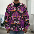 Purple Tropical Elephant Pattern Print Men's Shirt Jacket