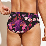 Purple Tropical Elephant Pattern Print Men's Swim Briefs