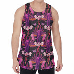 Purple Tropical Elephant Pattern Print Men's Velvet Tank Top