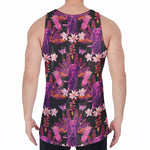 Purple Tropical Elephant Pattern Print Men's Velvet Tank Top