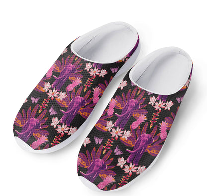 Purple Tropical Elephant Pattern Print Mesh Casual Shoes