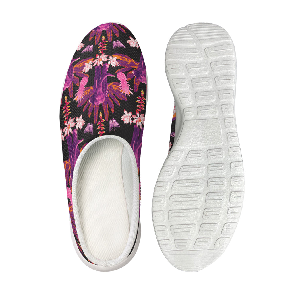 Purple Tropical Elephant Pattern Print Mesh Casual Shoes