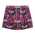 Purple Tropical Elephant Pattern Print Mesh Shorts