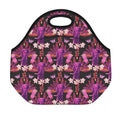 Purple Tropical Elephant Pattern Print Neoprene Lunch Bag
