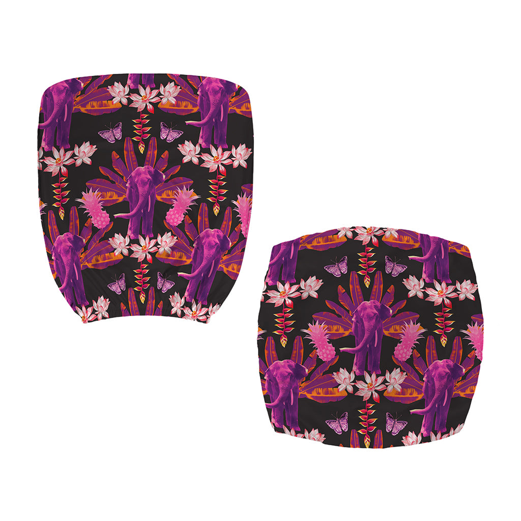 Purple Tropical Elephant Pattern Print Office Chair Cover