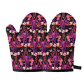 Purple Tropical Elephant Pattern Print Oven Mitts