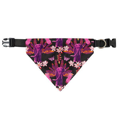 Purple Tropical Elephant Pattern Print Over The Collar Dog Bandana