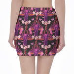 Purple Tropical Elephant Pattern Print Pencil Mini Skirt