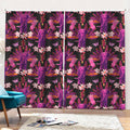 Purple Tropical Elephant Pattern Print Pencil Pleat Curtains