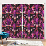 Purple Tropical Elephant Pattern Print Pencil Pleat Curtains