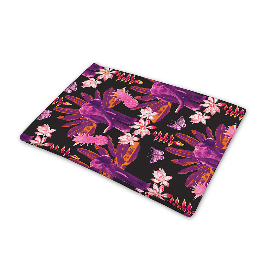 Purple Tropical Elephant Pattern Print Pet Cooling Mat Cover