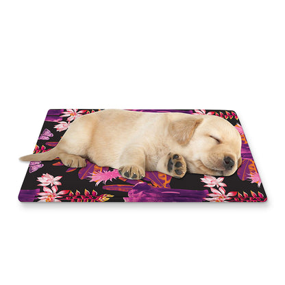 Purple Tropical Elephant Pattern Print Pet Cooling Mat Cover