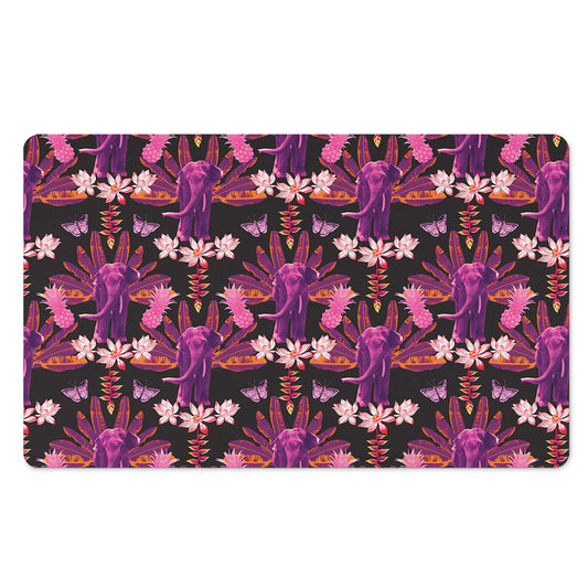 Purple Tropical Elephant Pattern Print Polyester Doormat