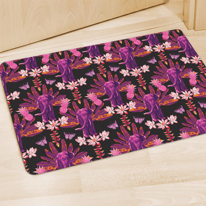 Purple Tropical Elephant Pattern Print Polyester Doormat