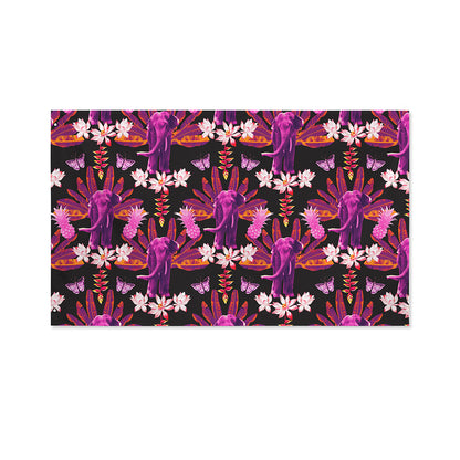 Purple Tropical Elephant Pattern Print Polyester Flag