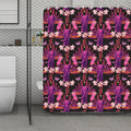 Purple Tropical Elephant Pattern Print Polyester Shower Curtain