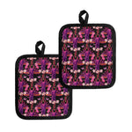 Purple Tropical Elephant Pattern Print Pot Holders