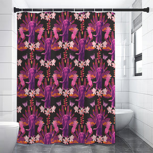 Purple Tropical Elephant Pattern Print Premium Shower Curtain