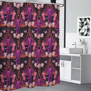 Purple Tropical Elephant Pattern Print Premium Shower Curtain