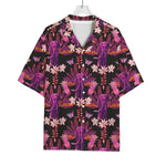 Purple Tropical Elephant Pattern Print Rayon Hawaiian Shirt