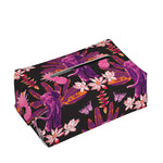 Purple Tropical Elephant Pattern Print Rectangle Tissue Box Cover