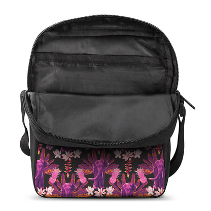Purple Tropical Elephant Pattern Print Rectangular Crossbody Bag