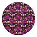 Purple Tropical Elephant Pattern Print Round Blanket