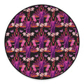 Purple Tropical Elephant Pattern Print Round Floor Mat